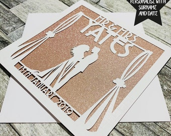 Biglietto di nozze personalizzato con intaglio di carta, biglietto di anniversario di matrimonio con taglio laser, biglietto di fidanzamento, biglietti con intaglio di carta per novelli sposi