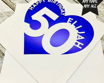 Personalised Birthday Card, 50th Happy Birthday Card, Custom 50th Birthday Card, Age Card, Milestone Birthday Card, Papercut Birthday Card