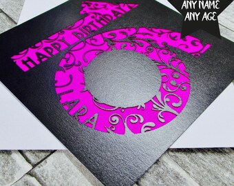Personalised Birthday Card, 16th Happy Birthday Card, Custom 16th Birthday Card, Age Card, Milestone Birthday Card, Papercut Birthday Card