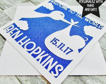 New Baby Card Personalised, Personalised Baby Card, Papercut Baby Card, New Baby, Congratulations, Lasercut, Handmade, Name Card, Customised