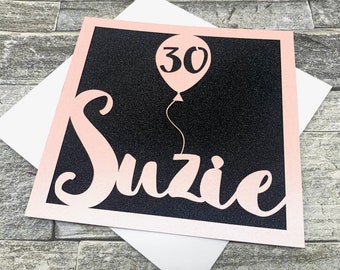 Personalised Birthday Card, 30th Happy Birthday Card, Custom 30th Birthday Card, Age Card, Milestone Birthday Card, Papercut Birthday Card