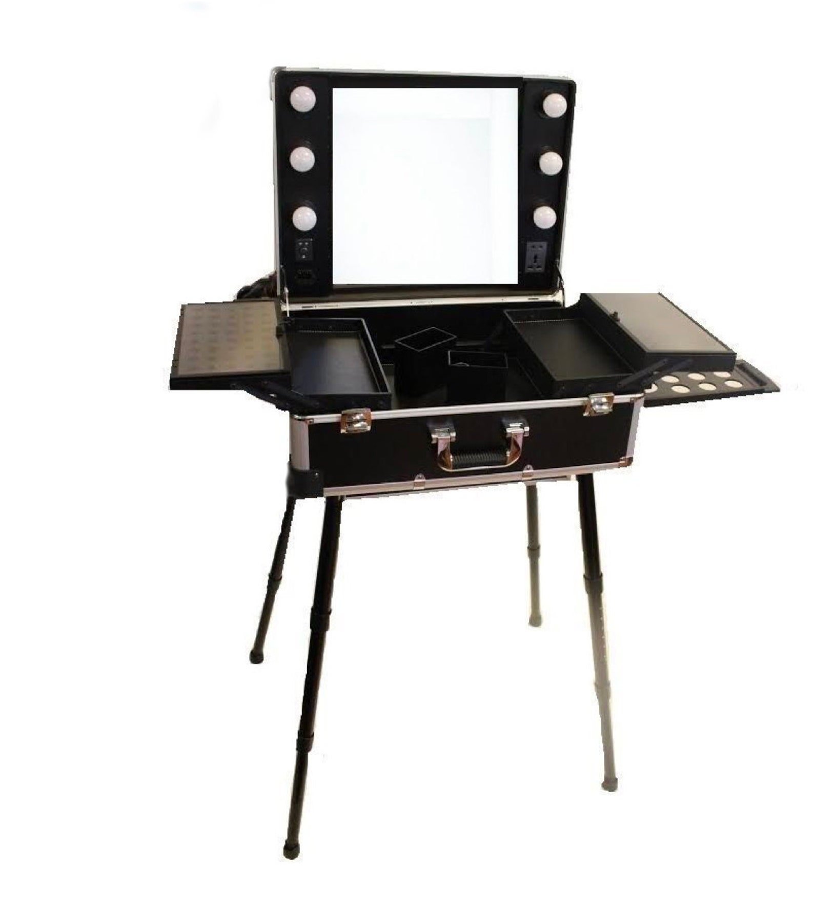 Folding Portable Lighted Makeup Station Table Etsy