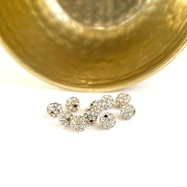 PAVE BEAD | 6mm Beadelle Collection® 14Karat Gold Plated Round Pave Bead Inlaid with Clear Cubic Zirconia Crystals (CZ)