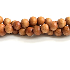 WOOD BEADS | 12x10mm Natural Round Narra Wood Beads from the Philippines (14.50&quot; Strand)
