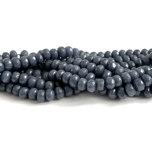 JADE BEADS | 8x5mm Dark Denim Blue Candy Jade Faceted Rondelle Beads (15.25&quot; Strand)