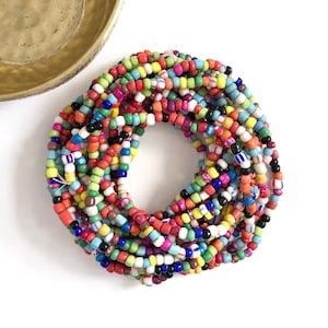 AFRICAN CHRISTMAS BEADS | Medium-Sized African Christmas Beads in a Multicolored Pastel Medley (34&quot; Strand)