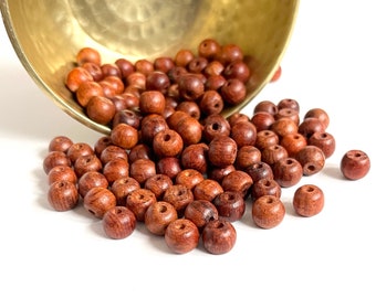 WOOD BEADS | 8mm Round Natural Dark Madagascar Rosewood Beads (Package of 100)