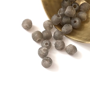 AFRICAN GLASS BEADS | 10mm Ghana Glass Beads in Grey (Package of 10)