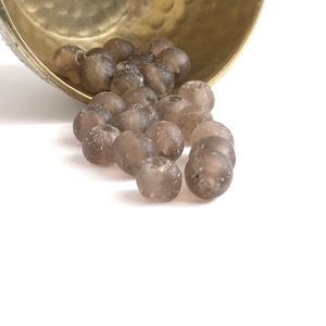 AFRICAN GLASS BEADS | 10mm Ghana Glass Beads in Speckled Brown Mauve (Package of 10)