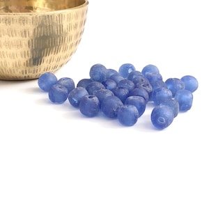 AFRICAN GLASS BEADS | 10mm Ghana Glass Beads in Royal Blue (Package of 10)