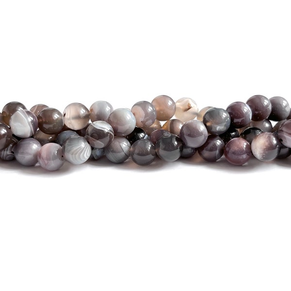 BOTSWANA AGATE | AAA Grade 9mm Banded Botswana Agate Beads (15.50" Strand)