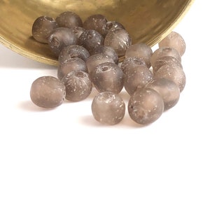 AFRICAN GLASS BEADS | 12mm Ghana Glass Beads in Speckled Brown Mauve (Package of 10)