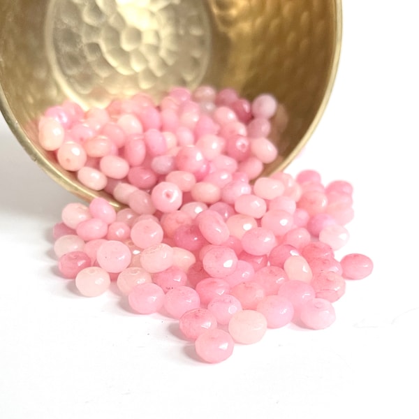JADE BEADS | 8x5mm Ombré Petal Pink Candy Jade Faceted Rondelle Beads (Package of 75)
