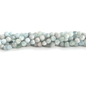 AQUAMARINE BEADS | 5.5mm Multicolored Faceted Round Natural Brazilian Aquamarine Beads (7.50&quot; Strand)