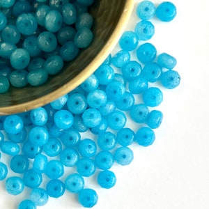 JADE BEADS | 8x5mm Splattered Light Blue Frost Jade Faceted Rondelle Beads (Package of 75)
