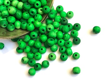 Green Black Corrugated Bone Beads Strand 110b