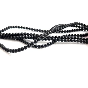 AGATE BEADS | 4mm Smooth Round Matte Black Agate Beads (15.50&quot; Strand)