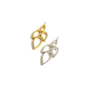 TEARDROP-BEDEL | Verzilverde druppelvormige kroonluchter ketting hanger druppel / bedel met helder CZ-kristal Micro Pave Details