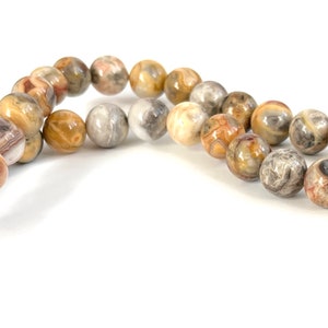 AGAT CRAZY LACE | 12 mm Naturalne meksykańskie agaty Crazy Lace Gładkie okrągłe koraliki z polerowanym wykończeniem (pasmo 7,75 cala)