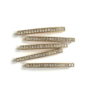PAVE BEAD BAR | Large Gold Plated Bracelet Bead Bar by Beadelle Collection® (50mm)