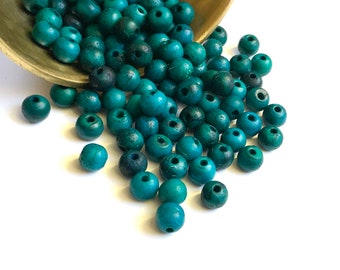 DYED BONE BEADS | 8mm Dyed Bone Beads in Green Aquamarine (Package of 50)