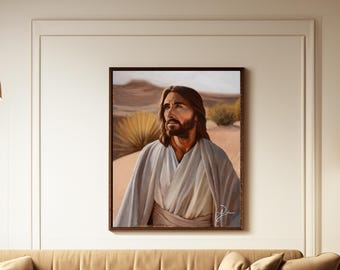 Christ’s 40 days, desert, Jesus Christ, christian art, wall decor, 40-day fast, oil painting