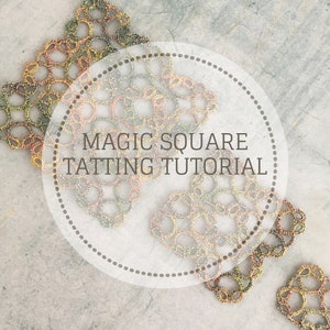 Tatting tutorial Magic square, tatting shuttle pattern with step by step photos and instructions for doily, bookmark, jewelry