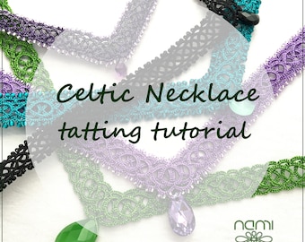 Tutorial, pattern, step by step instruction for tatting shuttle necklace, bracelet and ring