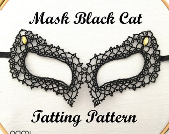 Tatting pattern for masquerade carnival mask, tatting shuttle visual pattern in pdf file