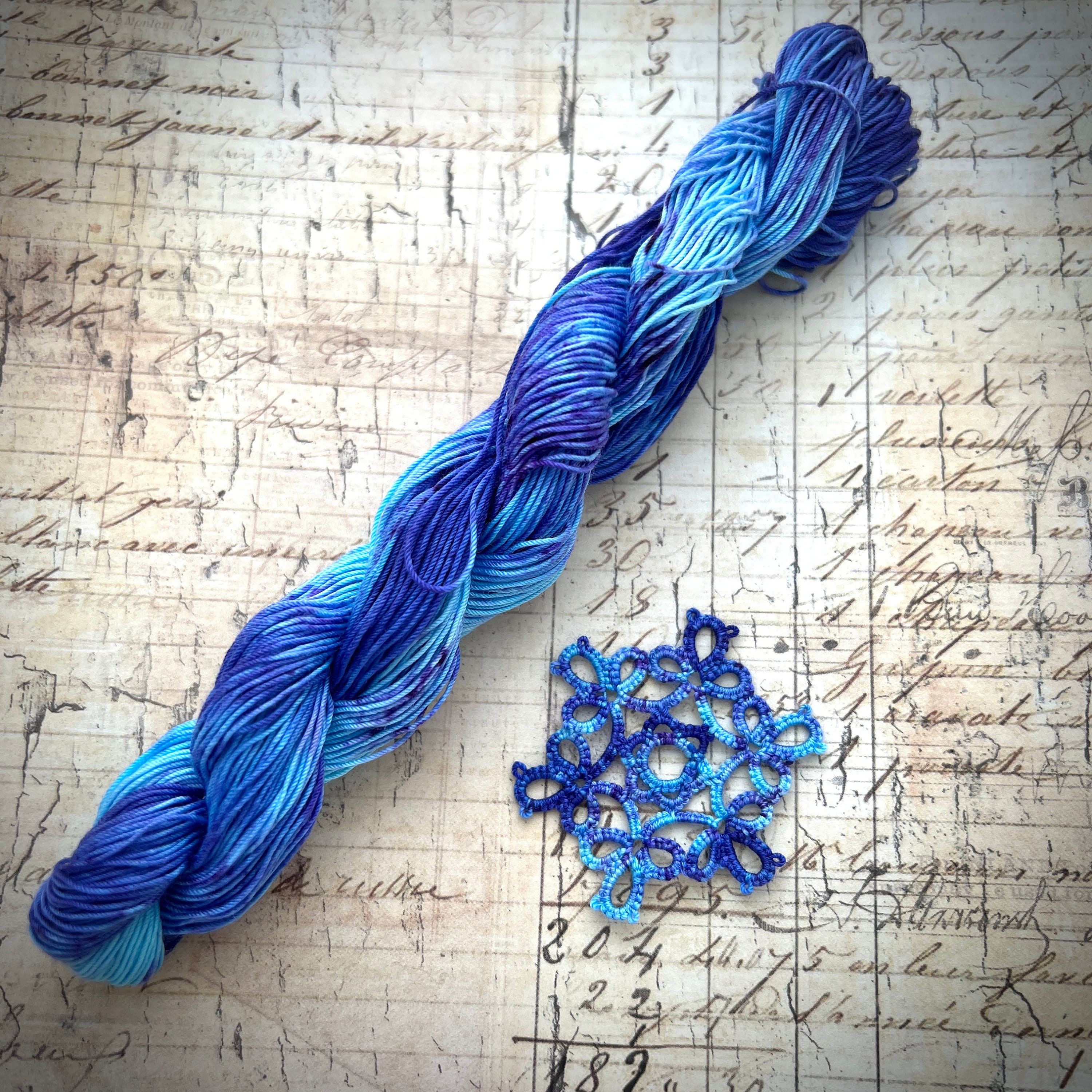 Tatting Thread Ariadna Muza 20 Indigo Blue, Light Blue, Cotton Thread for  Shuttle Tatting and Crochet 