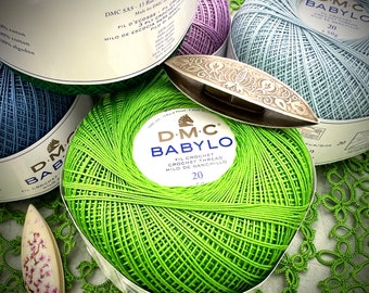 Tatting thread DMC Babylo 20 Purple, Green, Blue, cotton thread for shuttle tatting and crochet