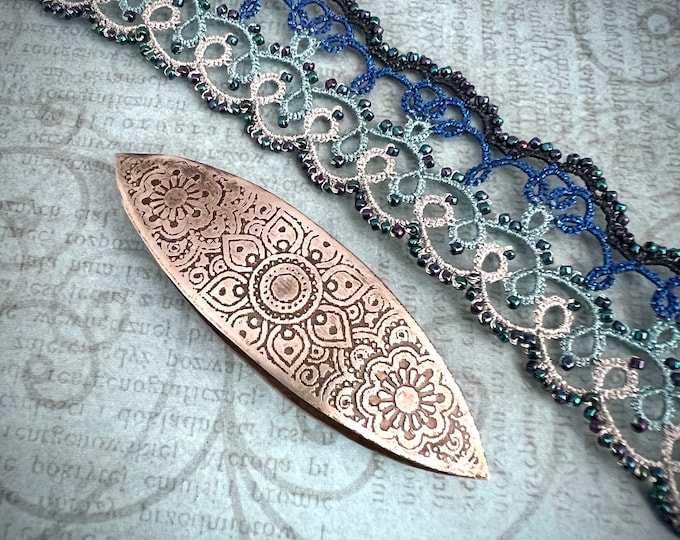 Metal Tatting Shuttle Handmade, Copper Alloy Lacemaking Tool With