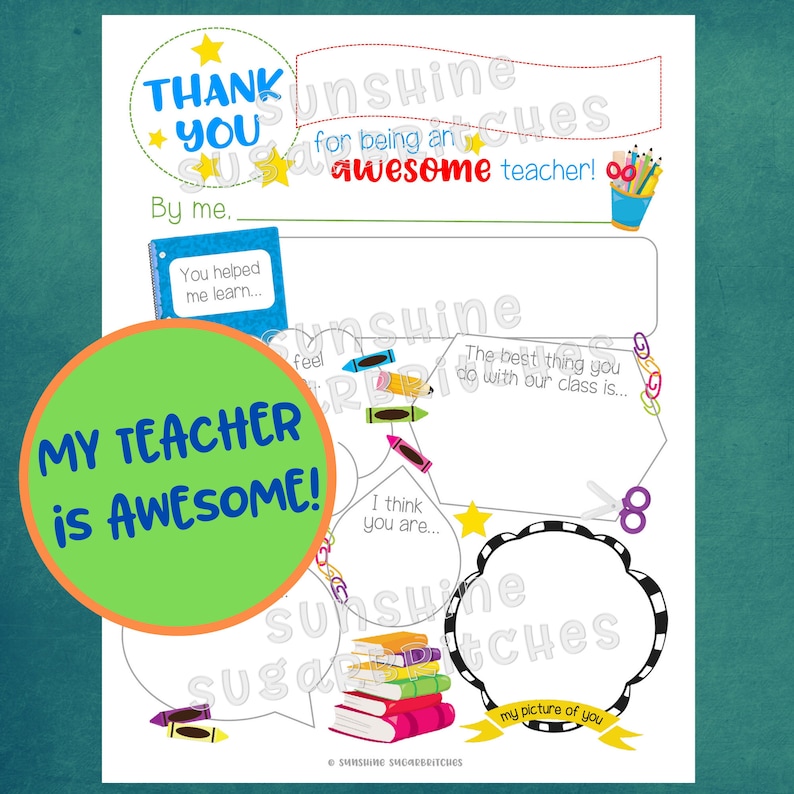 My Teacher is Awesome Teacher Appreciation PRINTABLE Lunch Box | Etsy ...