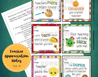 Teacher Appreciation Gift Tags Vol. 2 PRINTABLE Lunch Box Note - Etsy