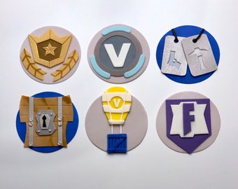 fortnite game battle royale theme fondant cupcake toppers - v bucks fortnite printable