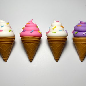 Fondant Ice Cream Cone Cake Toppers Or Cake Decoration - Custom Colors - Cones/Doughnut Combo - Sweet Birthday