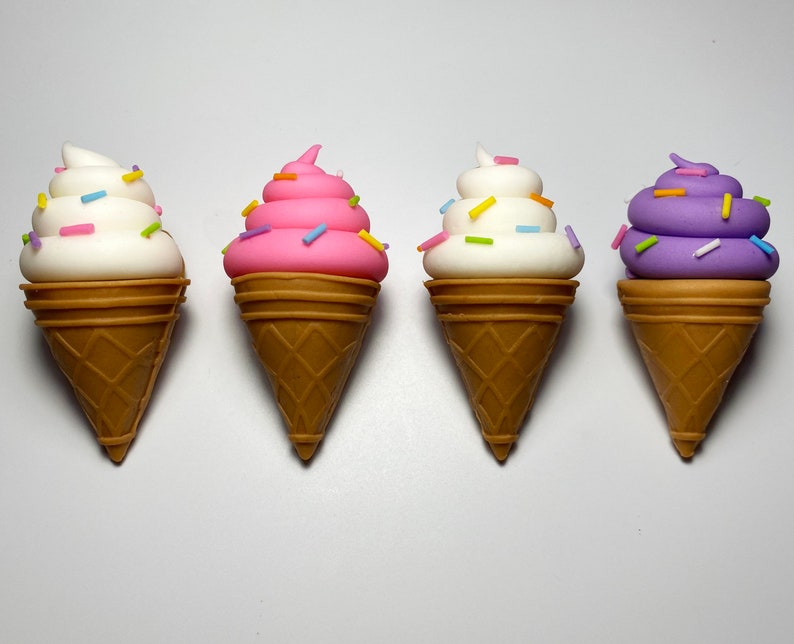 Fondant Ice Cream Cone Cake Toppers Or Cake Decoration - Custom Colors - Cones/Doughnut Combo - Sweet Birthday 