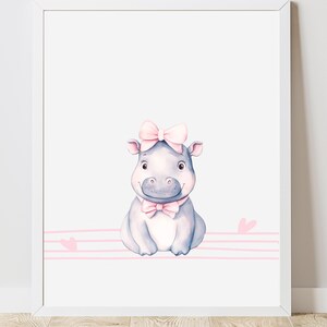 Hippo poster, hippo print for children's room, cute nursery poster, kids gallery art, A4 animal print, digital download, instant download