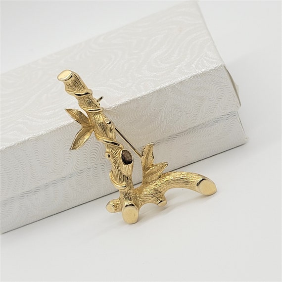 Vintage bamboo style initial L letter brooch Moth… - image 2