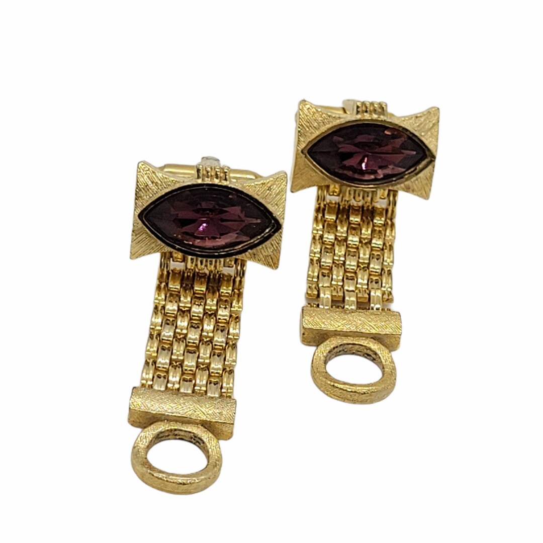 60's Watermelon Stone Gold Cuff Links by Dante