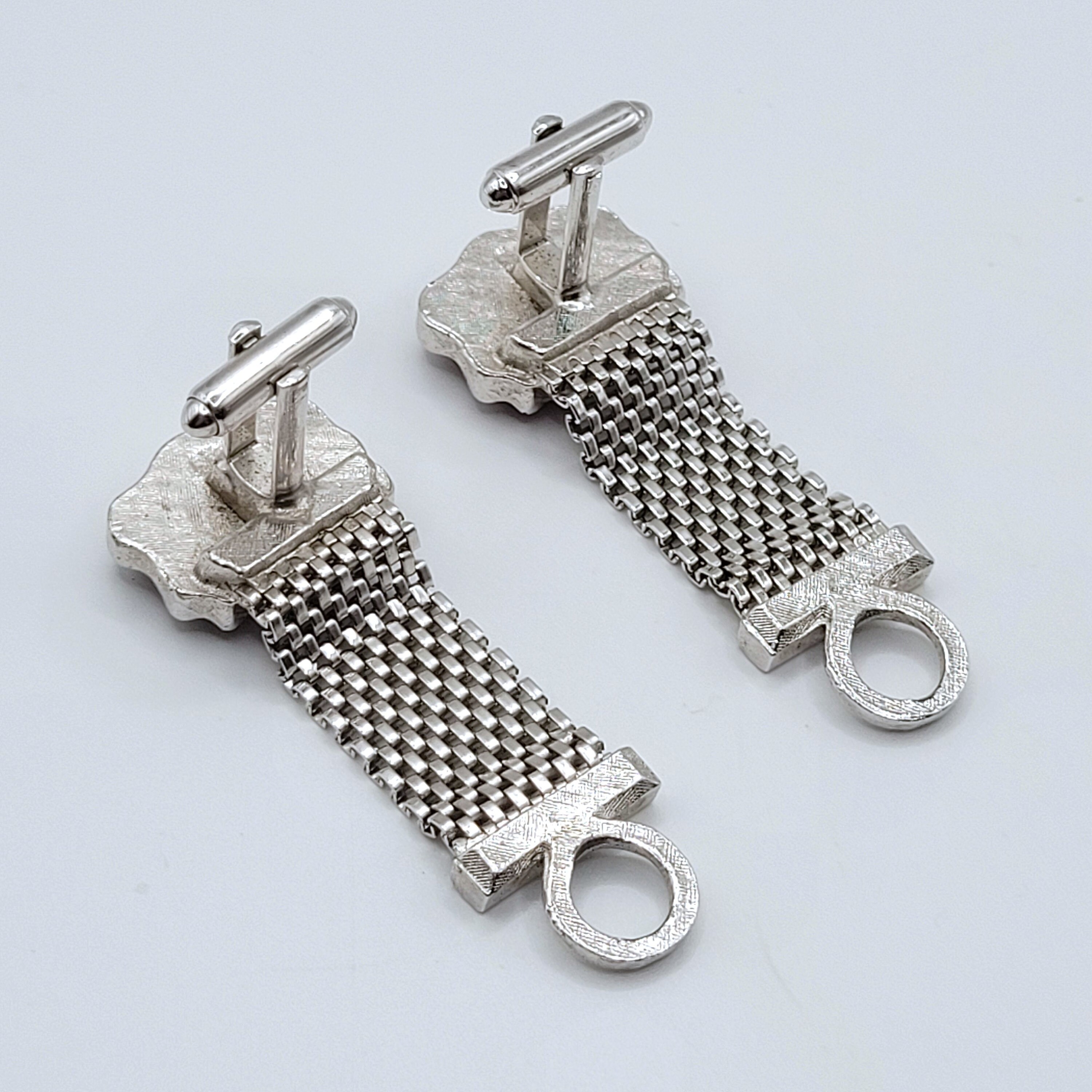 Boutons De Manchettes Vintage Danté - Bleu Marbré Avec Finition Or - Pour Homme - Occasion Bon état