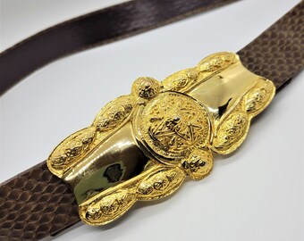 Vintage Signed GAY BOYER Belt With Huge Gold Tone Removable  display picture 1