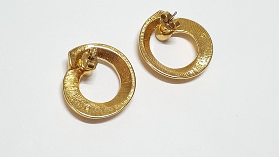 Shiny gold hoop earrings with rhinestones Gold ri… - image 9
