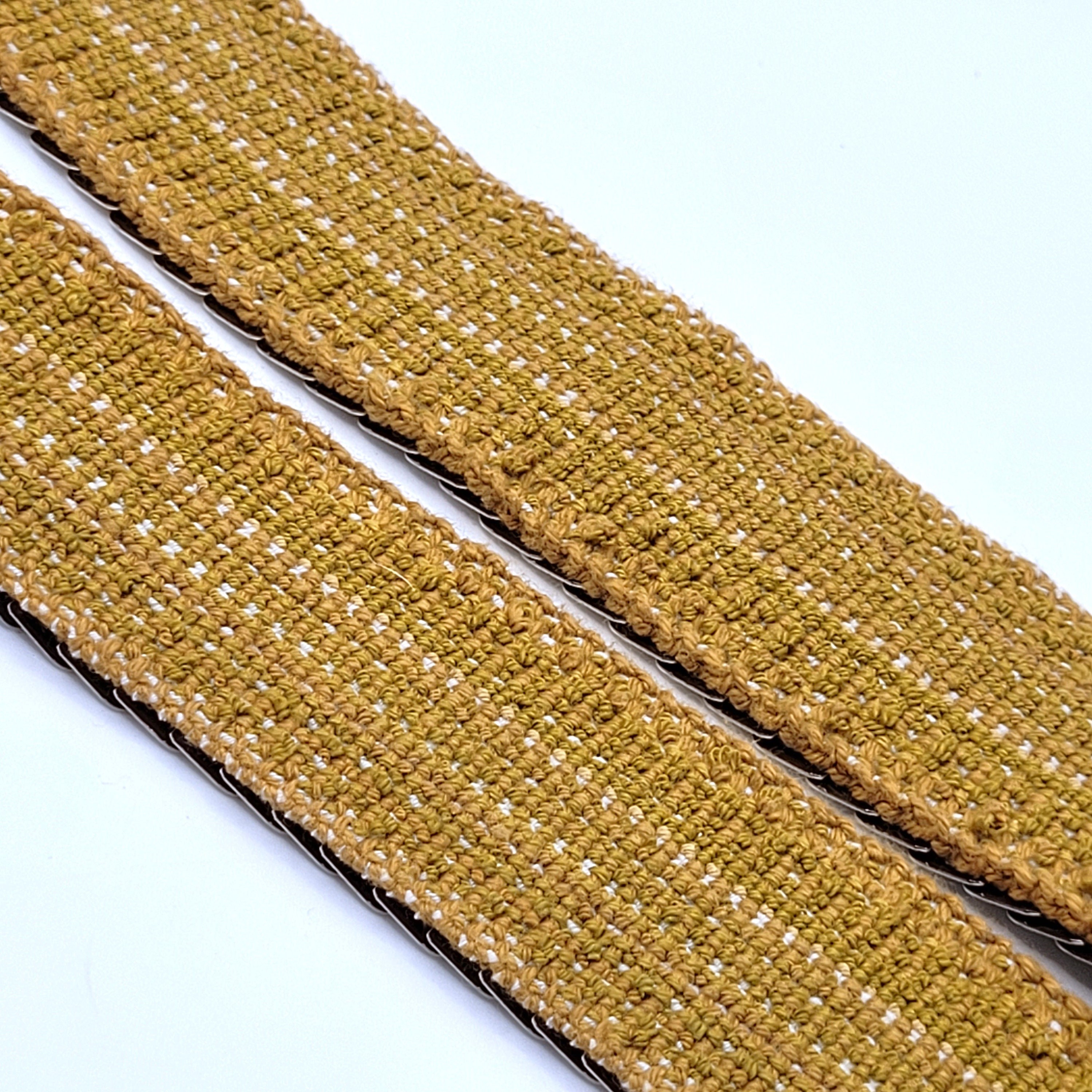 Gold & White Fish Scale Stretch Wide Belt With Rectangular  display picture 3