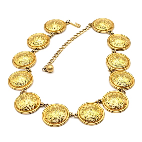 Vintage Etruscan style rich goldtone chunky & dom… - image 1