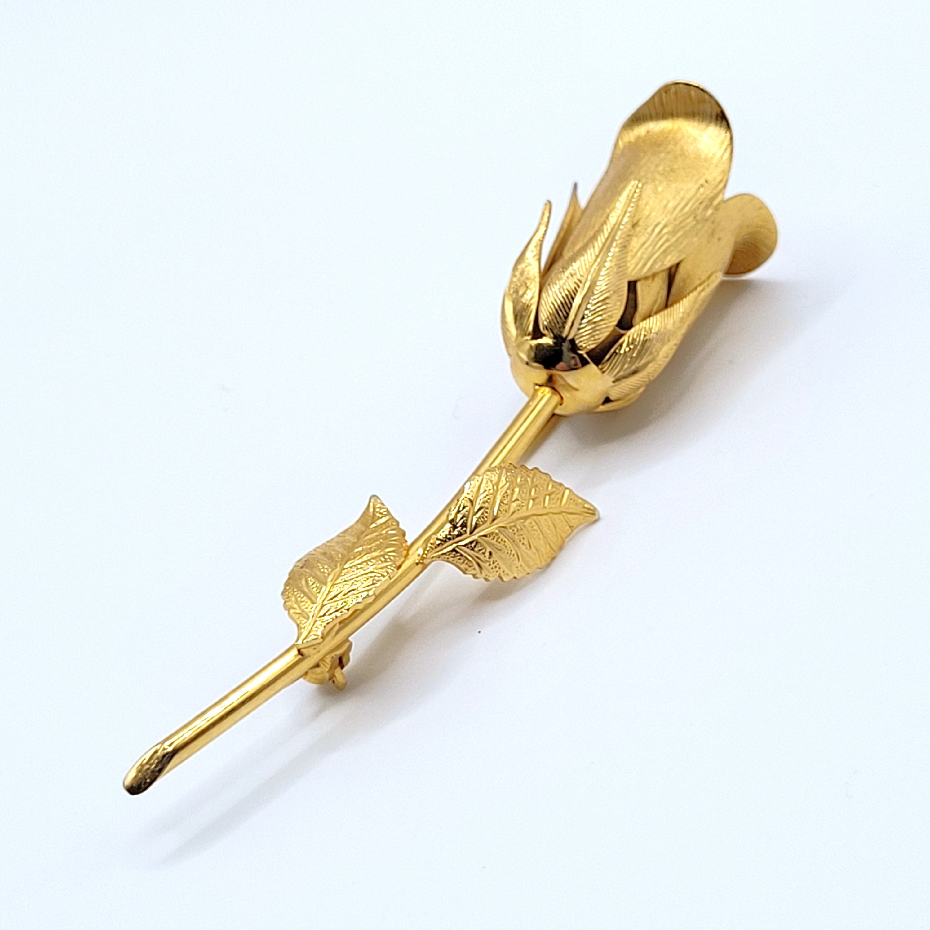 Broche Vintage Bijou Rétro - Fleur Rose En Dentelle - Couleur Or Poli - Réf. 4219 - Occasion