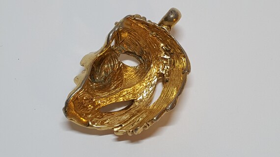 Roaring lions head figural pendant necklace gold … - image 8