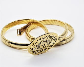 Vintage Anne Klein Lion Head Belt: Goldtone Snake Chain  display picture 1
