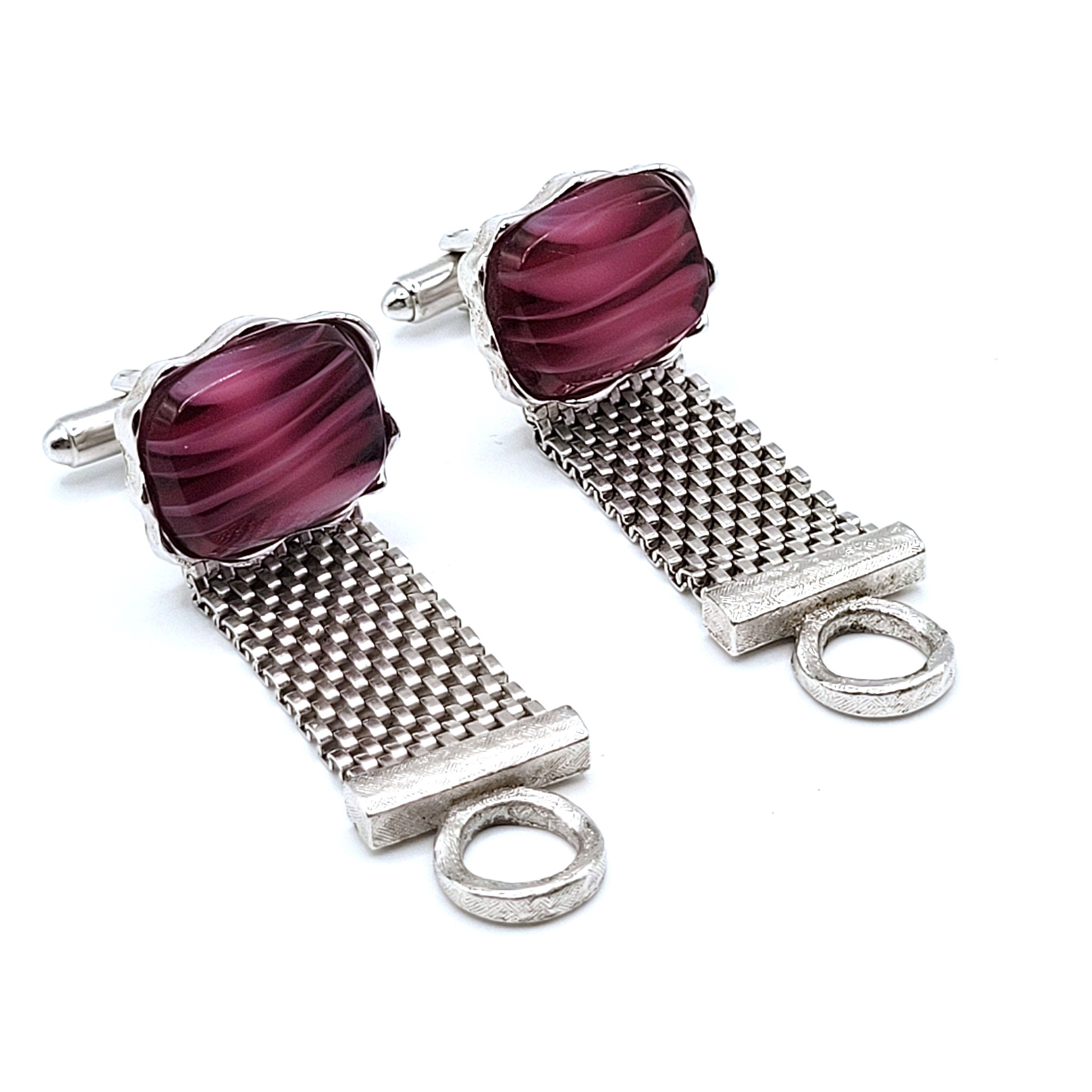 Boutons De Manchette Vintage Homme Dante - Bleu Marbré Avec Tons Or - Occasion En Bon état - Livraison Gratuite
