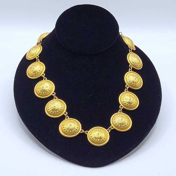 Vintage Etruscan style rich goldtone chunky & dom… - image 2
